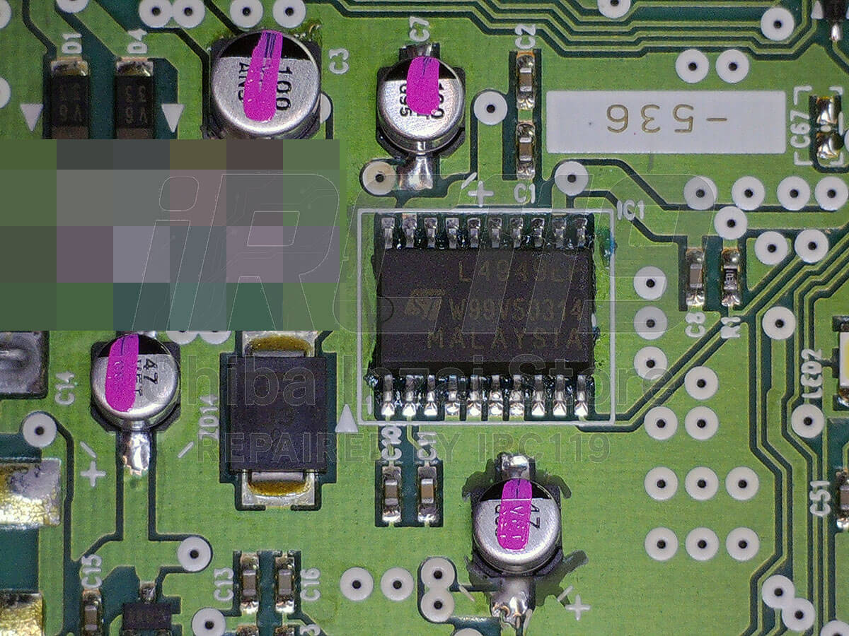 新品コンデンサとICチップの再実装